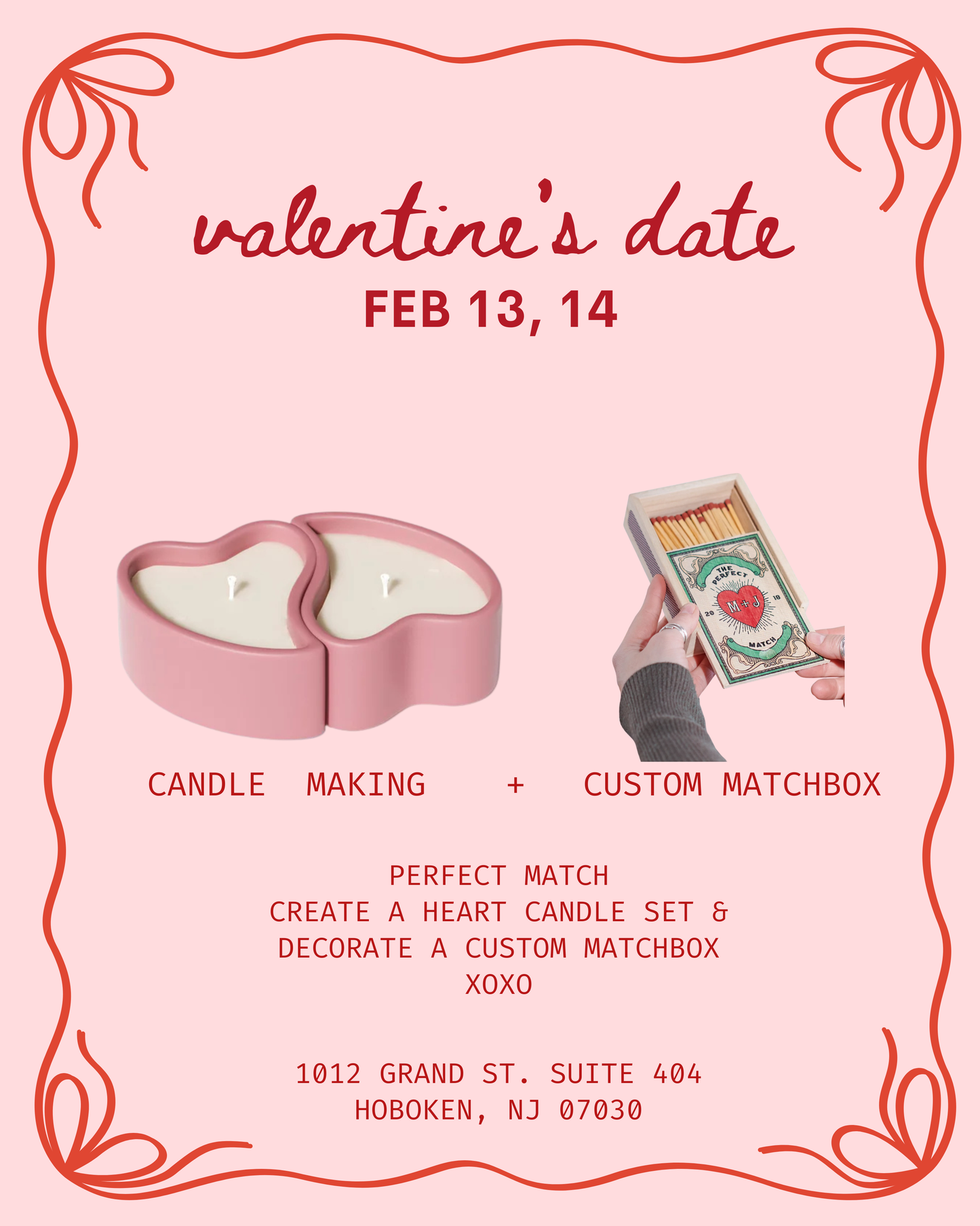 Candle Pouring + Matchbox Decorating - Valentine's Event